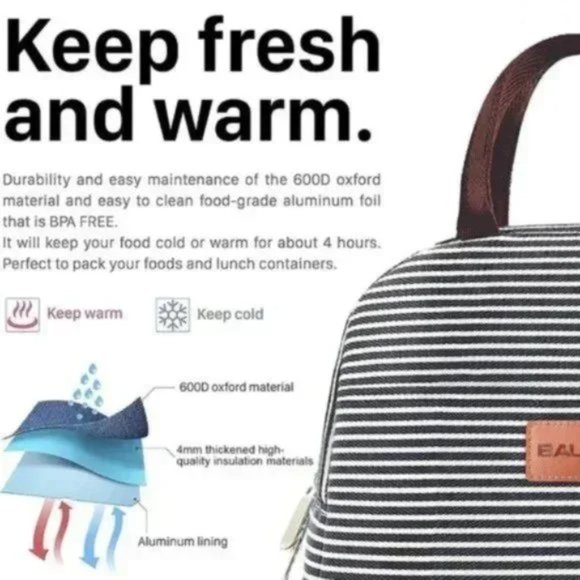 Insulated Lunch Container Bag Tote Bag for Women - Picture 6 of 9